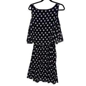 Polka Dot Sleeveless Black & Blush Dress By Robert Louis Size M